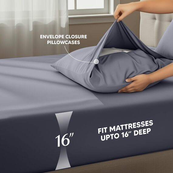 Utopia Bedding Bettwäsche-Set für Doppelbetten – 3-teiliges Bettwäsche-Set – gebürstete Mikrofaser – schrumpffrei und lichtbeständig – pflegeleicht (Doppelbett, Grau)