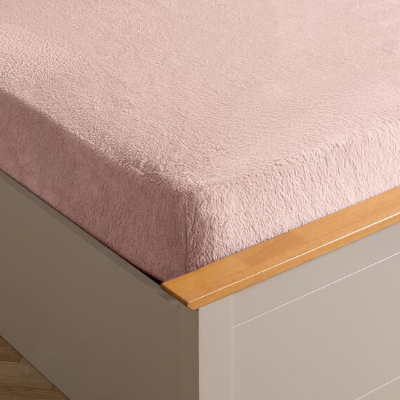 Brentfords Teddy Fleece Spannbetttuch Thermal Warm Soft Luxury Fluffy Cuddly Cosy Bettwäsche, Blush Pink - Single