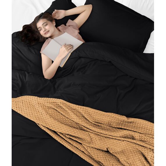 Utopia Bedding Bettbezug für King-Size-Bett: 3-teilig mit Reißverschluss, 1 Bettdeckenbezug 277 x 228 cm und 2 Kissenbezüge 50 x 91 cm (schwarz), Bettdecke Nicht im Lieferumfang enthalten
