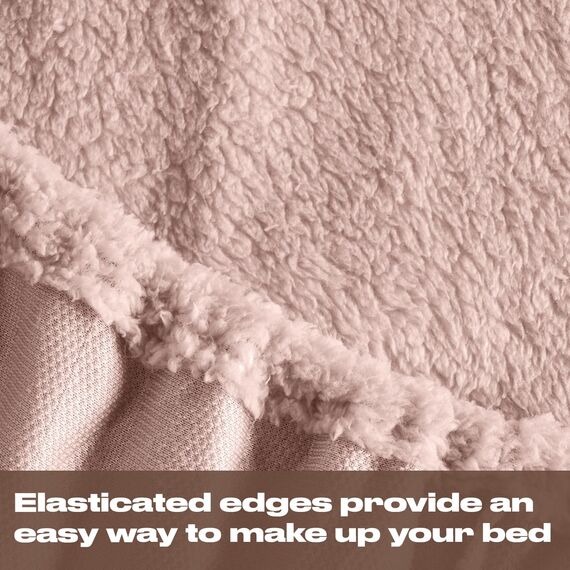 Brentfords Teddy Fleece Spannbetttuch Thermal Warm Soft Luxury Fluffy Cuddly Cosy Bettwäsche, Blush Pink - Single
