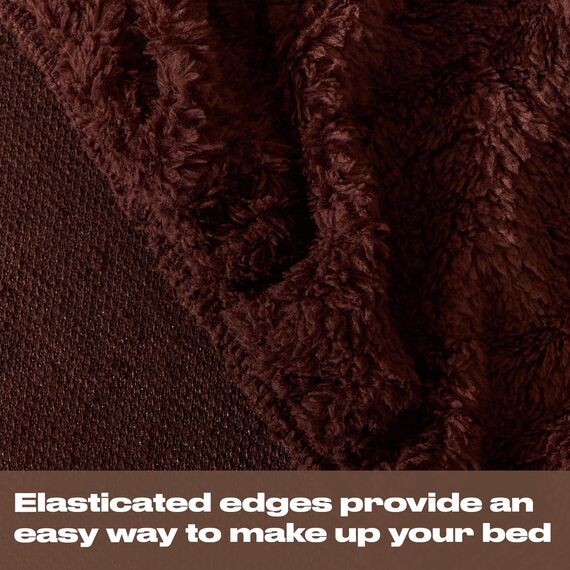 Brentfords Spannbettlaken für Doppelbett, Teddy-Fleece, Flauschige Bettwäsche, Spannbettlaken, pflegeleicht, ultraweich, lichtbeständig, Thermo-Bettwäsche, Schokoladenbraun