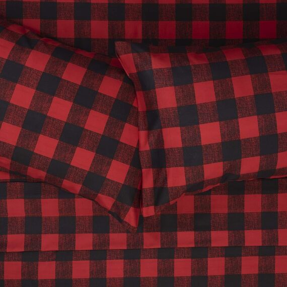 Queen-Size-Bettlaken, atmungsaktiv, luxuriös, mit elastischen und sicheren Eckbändern, integrierte Eckgurte, extra weich, Tiefe Taschen, Queen-Size-Bett, Büffelkaro, Burgunderrot