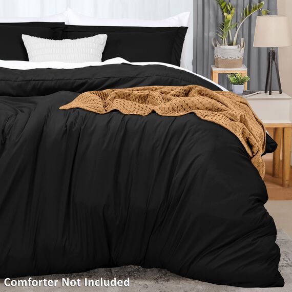 Utopia Bedding Bettbezug für King-Size-Bett: 3-teilig mit Reißverschluss, 1 Bettdeckenbezug 277 x 228 cm und 2 Kissenbezüge 50 x 91 cm (schwarz), Bettdecke Nicht im Lieferumfang enthalten