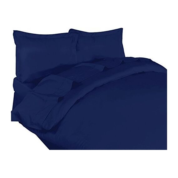 Bettwäsche-Set von Utopia, Bettbezug Plus offene Kissenbezüge, luxuriös, weich, in Hotelqualität mit Falte, verblasst Nicht und schmutzabweisend durch, Polyester-Mischgewebe, Navy, King Size
