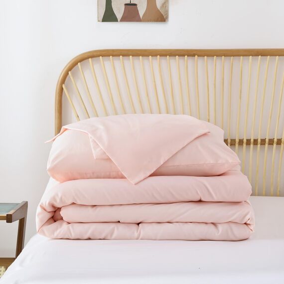 ROSGONIA Blush Tröster-Set für Queen-Size-Betten, 3-teilig (1 x Boho-rosa Bettdecke und 2 Kissenbezüge), für alle Jahreszeiten, weiche Bettwäsche, leichte Tagesdecke, Decke, Steppdecke, Geschenke