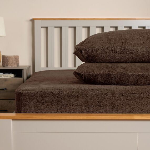 Brentfords Spannbettlaken für Doppelbett, Teddy-Fleece, Flauschige Bettwäsche, Spannbettlaken, pflegeleicht, ultraweich, lichtbeständig, Thermo-Bettwäsche, Schokoladenbraun