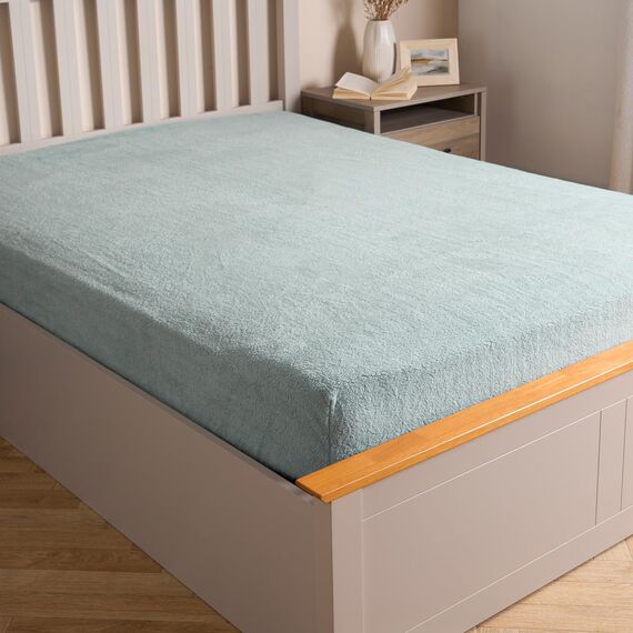 Brentfords Teddy-Fleece-Spannbettlaken, einfarbig, Thermisch, warm, weich, luxuriöse Bettwäsche, Enteneiblau