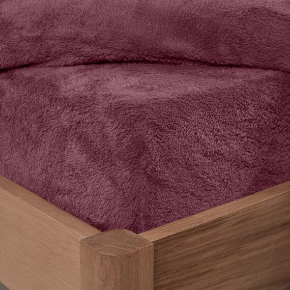 Brentfords Bettlaken, Teddy-Fleece-Spannbettlaken, Thermo-Bettlaken, lichtbeständig, ultraweich, pflegeleicht, Winterbettwäsche, Burgunderrot