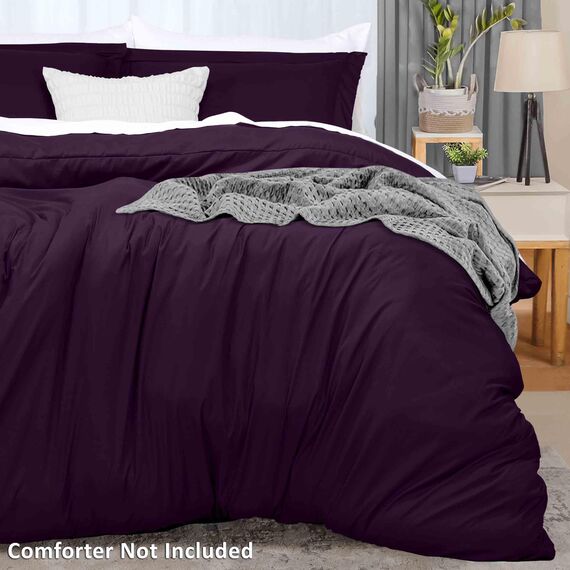 Utopia Bedding Duvet Cover Queen Size - 3 Piece with Zipper Closure - 1 Comforter Cover 90X90 Inches & 2 Pillow Shams 20X26 Inches (Purple) Comforter Not Included