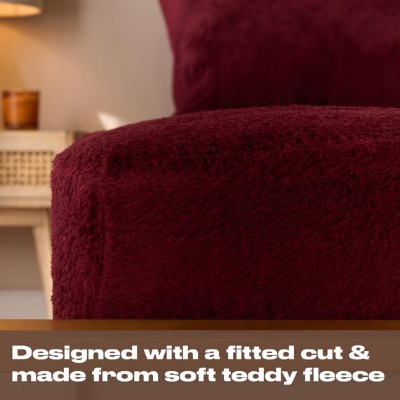 Brentfords Bettlaken, Teddy-Fleece-Spannbettlaken, Thermo-Bettlaken, lichtbeständig, ultraweich, pflegeleicht, Winterbettwäsche, Burgunderrot