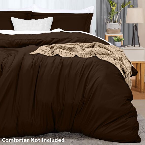 Utopia Bedding Bettbezug-Set für King-Size-Betten – 1 Bettbezug mit 2 Kissenbezügen – 3-teiliger Bettbezug mit Reißverschluss – ultraweiche gebürstete Mikrofaser, 277 x 228 cm (Kingsize, Braun)