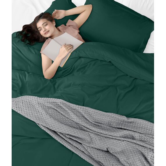 Utopia Bedding Bettbezug-Set für Queen-Size-Bett: 1 Bettbezug mit 2 Kissenbezügen, 3-teiliger Bettdeckenbezug mit Reißverschluss, ultraweiche, gebürstete Mikrofaser, 228 x 228 cm (Queensize, Smaragd)