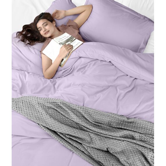 Utopia Bedding, Bettwäsche-Set für Einzelbett, 2-teilig mit Reißverschluss, 1 Bettbezug (173 x 229 cm) und 1 Kissenbezug (51 x 66 cm), helllila (Lavendel), Decke nicht enthalten