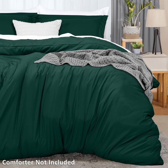 Utopia Bedding Bettbezug-Set für Queen-Size-Bett: 1 Bettbezug mit 2 Kissenbezügen, 3-teiliger Bettdeckenbezug mit Reißverschluss, ultraweiche, gebürstete Mikrofaser, 228 x 228 cm (Queensize, Smaragd)