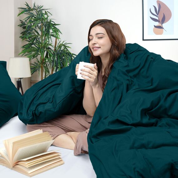 Utopia Bedding Bettbezug für King-Size-Bett: 1 Bettbezug mit 2 Kissenbezügen, 3-teiliges Bettwäsche-Set mit Reißverschluss, weich gebürstete Mikrofaser, 277 x 228 cm, Kingsize, Blaugrün