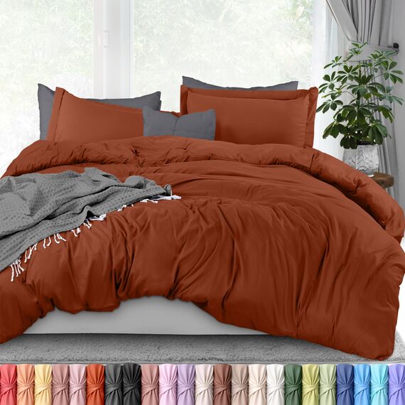 Utopia Bedding Duvet Cover Queen Size - 3 Piece with Zipper Closure - 1 Comforter Cover 90X90 Inches & 2 Pillow Shams 20X26 Inches (Orange) Comforter Not Included