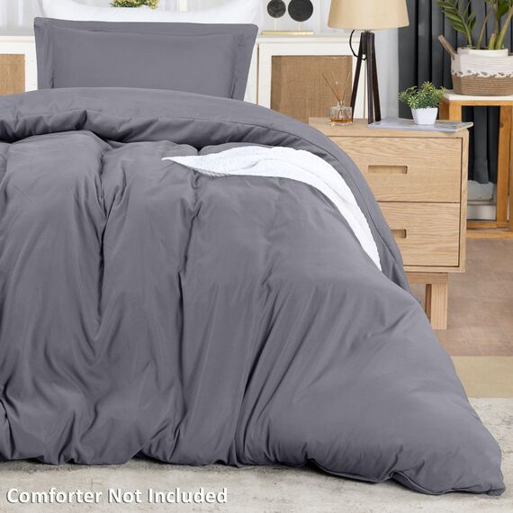 Utopia Bedding Bettbezug für Doppelbett, 2-teilig mit Reißverschluss, 1 Bettdeckenbezug 172 x 228 cm und 1 Kissenbezug 50 x 66 cm (grau), Bettdecke Nicht im Lieferumfang enthalten