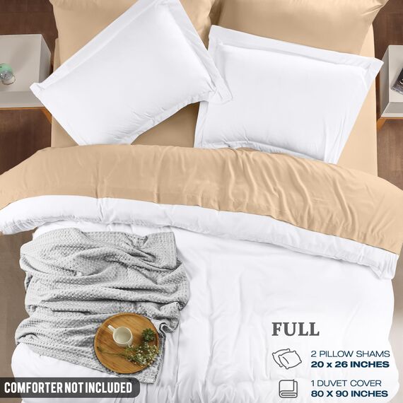 Utopia Bedding Bettbezug-Set in voller Größe mit 2 Kissenbezügen, 3-teiligem Bettdeckenbezug mit Reißverschluss, ultraweiche, gebürstete Mikrofaser, 203 x 228 cm (voll, weiß)