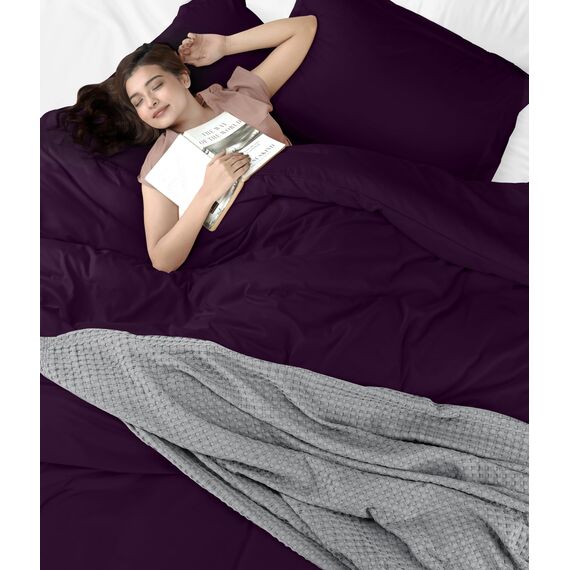 Utopia Bedding Duvet Cover Queen Size - 3 Piece with Zipper Closure - 1 Comforter Cover 90X90 Inches & 2 Pillow Shams 20X26 Inches (Purple) Comforter Not Included