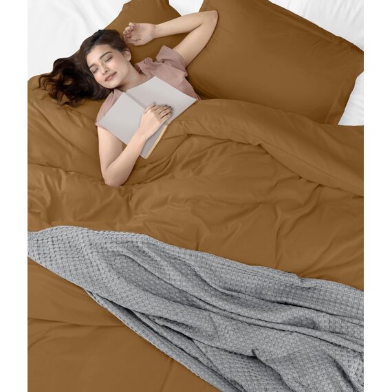 Utopia Bedding Duvet Cover Queen Size - 3 Piece with Zipper Closure - 1 Comforter Cover 90X90 Inches & 2 Pillow Shams 20X26 Inches (Mocha) Comforter Not Included