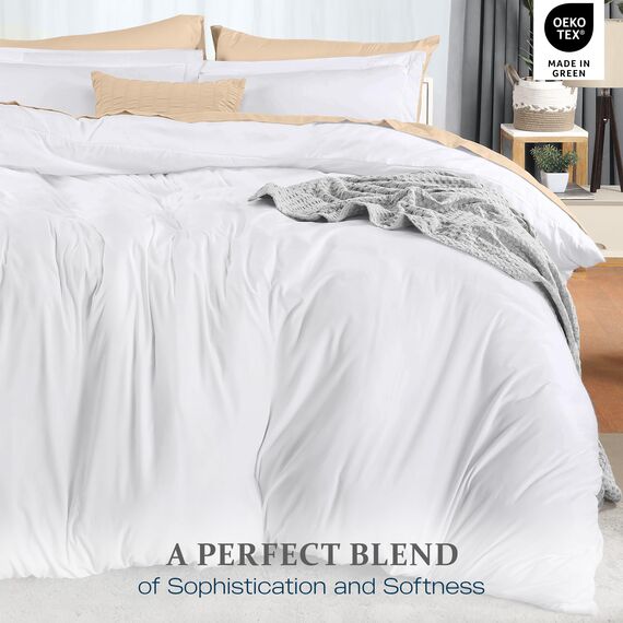 Utopia Bedding Bettbezug-Set in voller Größe mit 2 Kissenbezügen, 3-teiligem Bettdeckenbezug mit Reißverschluss, ultraweiche, gebürstete Mikrofaser, 203 x 228 cm (voll, weiß)