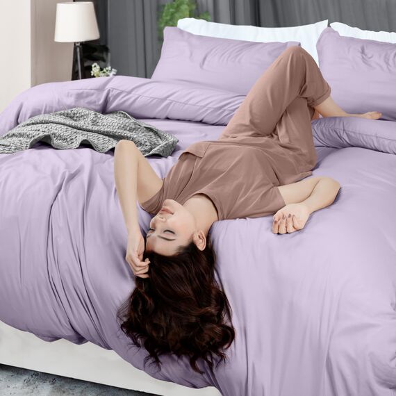 Utopia Bedding Bettbezug für Queen-Size-Bett: 1 Bettbezug mit 2 Kissenbezügen, 3-teiliges Bettwäsche-Set mit Reißverschluss, weich gebürstete Mikrofaser, 228 x 228 cm (Queensize, Lavendel)