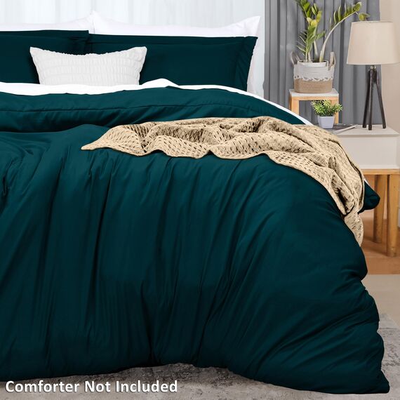 Utopia Bedding Bettbezug für King-Size-Bett: 1 Bettbezug mit 2 Kissenbezügen, 3-teiliges Bettwäsche-Set mit Reißverschluss, weich gebürstete Mikrofaser, 277 x 228 cm, Kingsize, Blaugrün