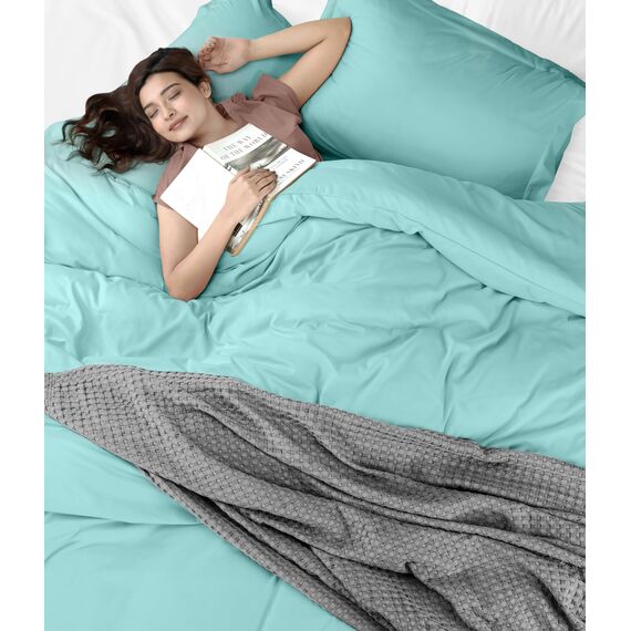 Utopia Bedding Duvet Cover Full Size - 3 Piece with Zipper Closure - 1 Comforter Cover 80X90 Inches & 2 Pillow Shams 20X26 Inches (Spa Blue) Comforter Not Included