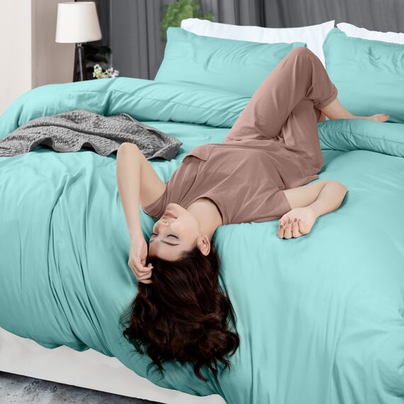 Utopia Bedding Duvet Cover Twin Size - 2 Piece with Zipper Closure - 1 Comforter Cover 68X90 Inches & 1 Pillow Sham 20X26 Inches (Spa Blue) Comforter Not Included