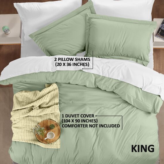 Utopia Bedding Bettbezug für King-Size-Bett: 1 Bettbezug mit 2 Kissenbezügen, 3-teiliges Bettwäsche-Set mit Reißverschluss, weich gebürstete Mikrofaser, 277 x 228 cm, Salbeigrün