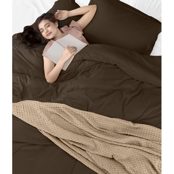 Utopia Bedding Bettbezug-Set für King-Size-Betten – 1 Bettbezug mit 2 Kissenbezügen – 3-teiliger Bettbezug mit Reißverschluss – ultraweiche gebürstete Mikrofaser, 277 x 228 cm (Kingsize, Braun)