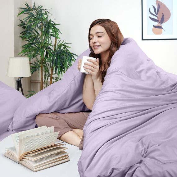 Utopia Bedding Bettbezug für Queen-Size-Bett: 1 Bettbezug mit 2 Kissenbezügen, 3-teiliges Bettwäsche-Set mit Reißverschluss, weich gebürstete Mikrofaser, 228 x 228 cm (Queensize, Lavendel)