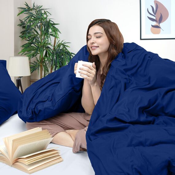 Utopia Bedding Duvet Cover Queen Size - 3 Piece with Zipper Closure - 1 Comforter Cover 90X90 Inches & 2 Pillow Shams 20X26 Inches (Royal Blue) Comforter Not Included