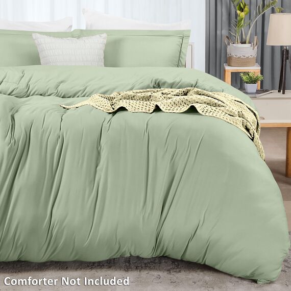 Utopia Bedding Bettbezug für King-Size-Bett: 1 Bettbezug mit 2 Kissenbezügen, 3-teiliges Bettwäsche-Set mit Reißverschluss, weich gebürstete Mikrofaser, 277 x 228 cm, Salbeigrün
