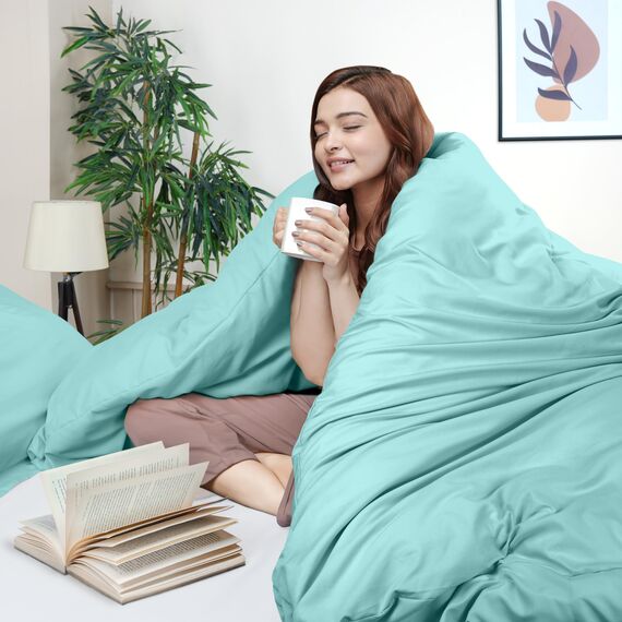 Utopia Bedding Duvet Cover Twin Size - 2 Piece with Zipper Closure - 1 Comforter Cover 68X90 Inches & 1 Pillow Sham 20X26 Inches (Spa Blue) Comforter Not Included