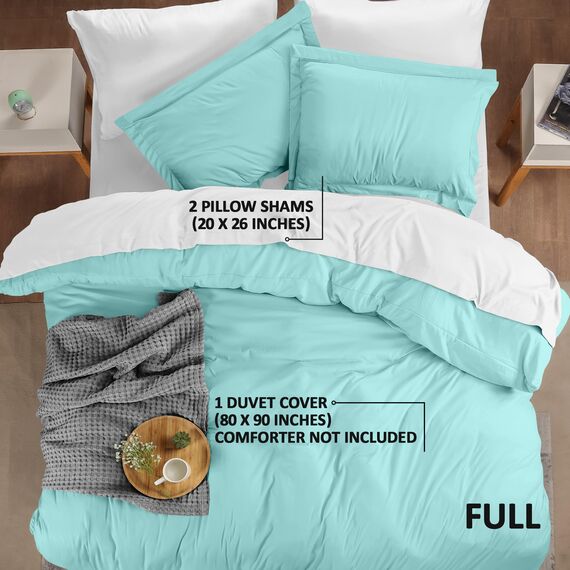 Utopia Bedding Duvet Cover Full Size - 3 Piece with Zipper Closure - 1 Comforter Cover 80X90 Inches & 2 Pillow Shams 20X26 Inches (Spa Blue) Comforter Not Included