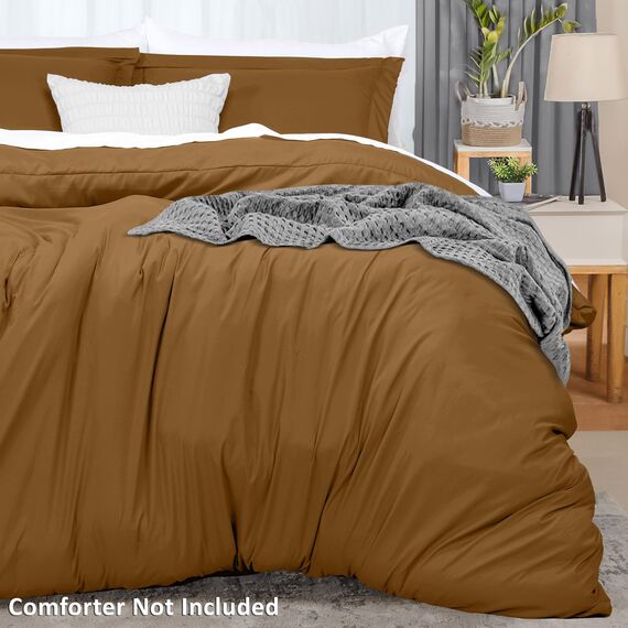 Utopia Bedding Duvet Cover Queen Size - 3 Piece with Zipper Closure - 1 Comforter Cover 90X90 Inches & 2 Pillow Shams 20X26 Inches (Mocha) Comforter Not Included