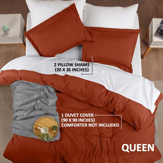 Utopia Bedding Duvet Cover Queen Size - 3 Piece with Zipper Closure - 1 Comforter Cover 90X90 Inches & 2 Pillow Shams 20X26 Inches (Orange) Comforter Not Included