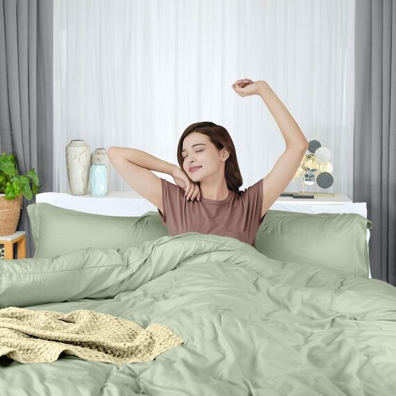 Utopia Bedding Bettbezug-Set für Queen-Size-Betten – 1 mit 2 Kissenbezügen, 3-teilig, Bettdeckenbezug, Reißverschluss, ultraweiche, gebürstete Mikrofaser, 228 x cm (Queen, Salbei)