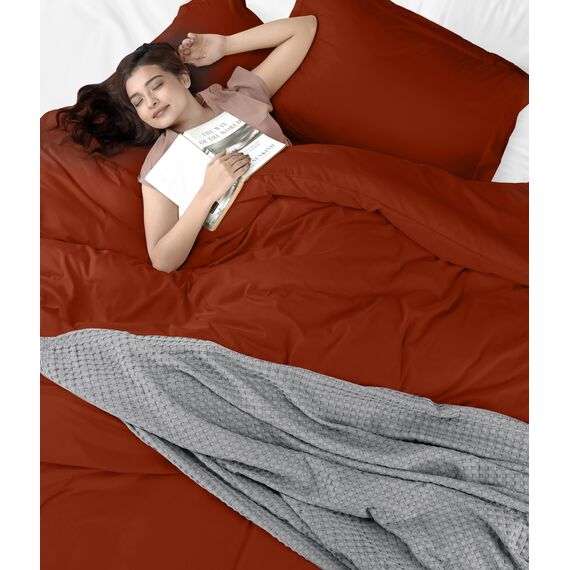 Utopia Bedding Duvet Cover Queen Size - 3 Piece with Zipper Closure - 1 Comforter Cover 90X90 Inches & 2 Pillow Shams 20X26 Inches (Orange) Comforter Not Included