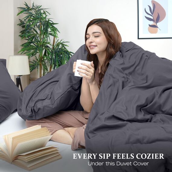 Utopia Bedding Duvet Cover California King Size - 3 Piece with Zipper Closure - 1 Comforter Cover 104X98 Inches & 2 Pillow Shams 20X36 Inches (Grey) Comforter Not Included