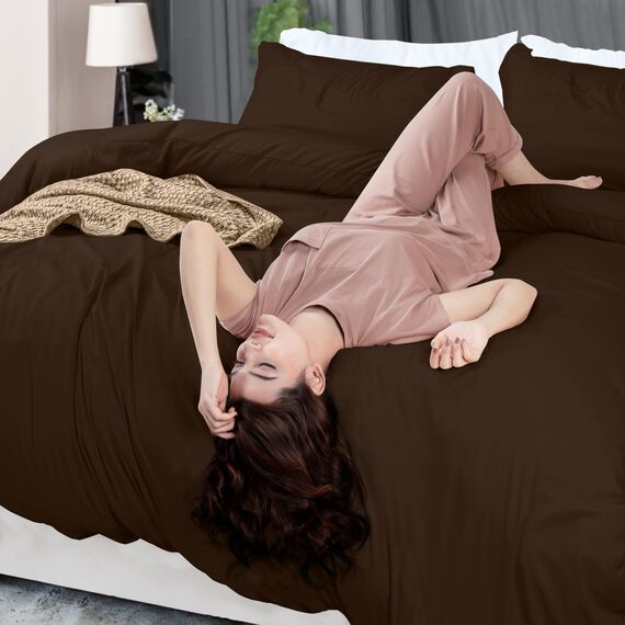 Utopia Bedding Bettbezug-Set für King-Size-Betten – 1 Bettbezug mit 2 Kissenbezügen – 3-teiliger Bettbezug mit Reißverschluss – ultraweiche gebürstete Mikrofaser, 277 x 228 cm (Kingsize, Braun)