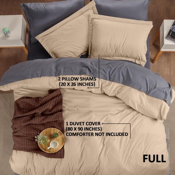 Utopia Bedding Duvet Cover Full Size - 3 Piece with Zipper Closure - 1 Comforter Cover 80X90 Inches & 2 Pillow Shams 20X26 Inches (Beige) Comforter Not Included
