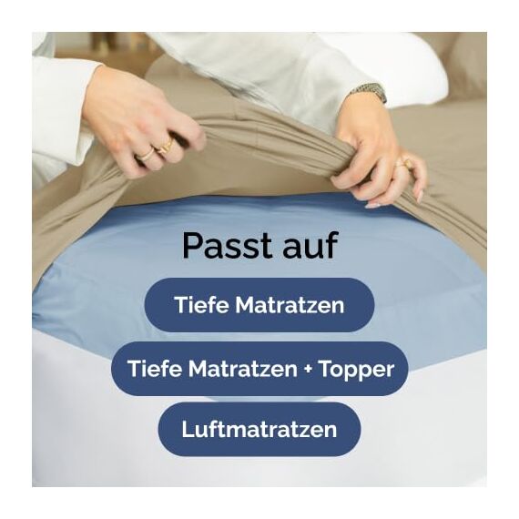 4-teiliges Bettwäscheset Beige - Spannbettlaken 135x190 cm, Flaches Bettlaken 225x255 cm- Weich, knitterfrei, langlebig - Für Matratzen bis 35 cm - Mikrofaser-Polyester, OEKO-TEX zertifiziert