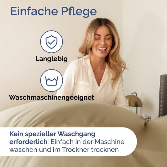 4-teiliges Bettwäscheset Beige - Spannbettlaken 90x190 cm, Flaches Bettlaken 170x240 cm- Weich, knitterfrei, langlebig - Für Matratzen bis 35 cm - Mikrofaser-Polyester, OEKO-TEX zertifiziert