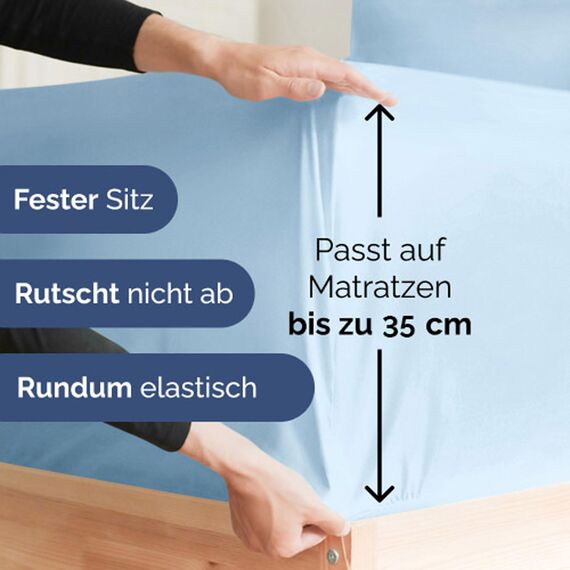 4-teiliges Bettwäscheset Himmelblau - Spannbettlaken 150x200 cm, Flaches Bettlaken 270x260 cm- Weich, knitterfrei, langlebig - Für Matratzen bis 35 cm - Mikrofaser-Polyester, OEKO-TEX zertifiziert