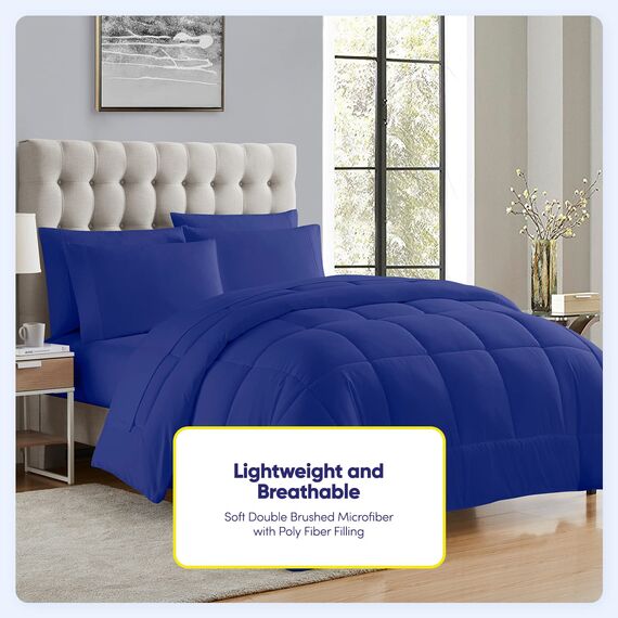 Sweet Home Collection 5 Piece Comforter Set Bag Solid Color All Season Soft Down Alternative Blanket & Luxurious Microfiber Bed Sheets, Twin, Royal Blue