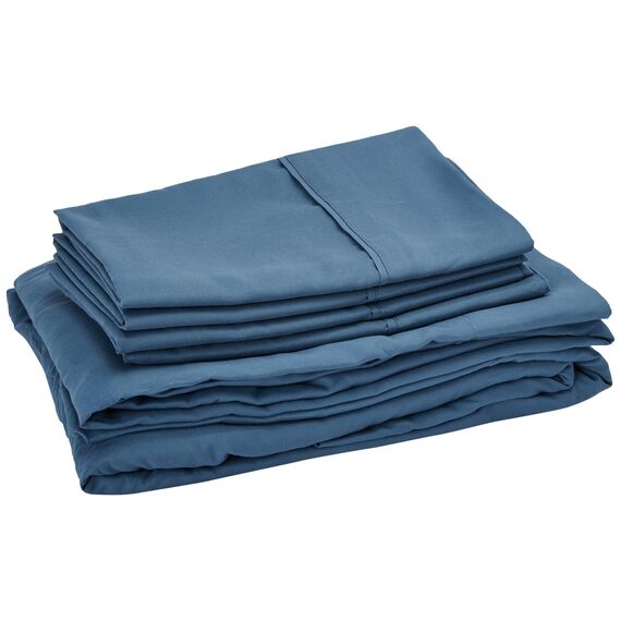 Sweet Home Collection 7-teiliges Bettdecken-Set, einfarbig, für alle Jahreszeiten, weiche Daunen-Alternative Decke und luxuriöse Mikrofaser-Bettlaken, Denim, voll