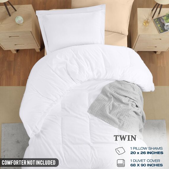 Utopia Bedding Bettwäsche-Set für Doppelbett, 1 Bettbezug mit 1 Kissenbezug, 2-teiliger Bettdeckenbezug mit Reißverschluss, ultraweiche, gebürstete Mikrofaser, 172 x 228 cm (Doppelbett, Weiß)