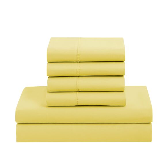 Sweet Home Collection 7-teiliges Bettwäscheset mit Tasche, einfarbig, für alle Jahreszeiten, weiche Daunen-Alternativdecke und luxuriöse Mikrofaser-Bettlaken, gelb, King-Size-Bett